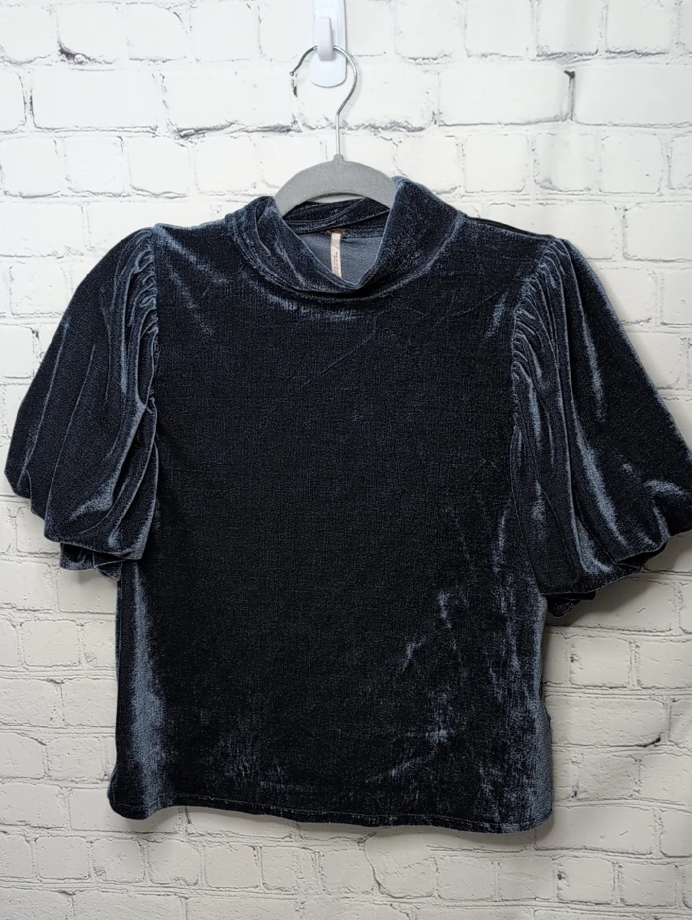 Free People Claudia Velvet Puff Sleeve Top